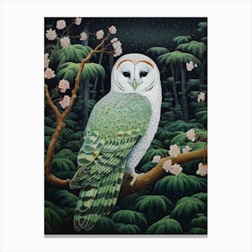 Ohara Koson Inspired Bird Painting Barn Owl 2 Canvas Print