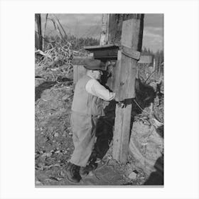 Superintendent Of Logging Operation Telephones,A Network Of Telephone Wires Connects Different Places Of Canvas Print