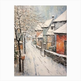 Vintage Winter Painting Bavaria Germany 2 Canvas Print