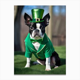 St Patrick'S Day Boston Terrier 7 Canvas Print