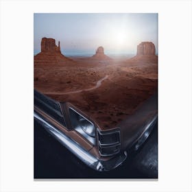 Classic Car American Western Landscape Canvas Print