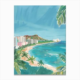 Travel Poster Happy Places Honolulu 3 Canvas Print