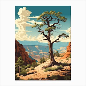  Retro Illustration Of A Joshua Tree In Grand Canyon 4 Canvas Print