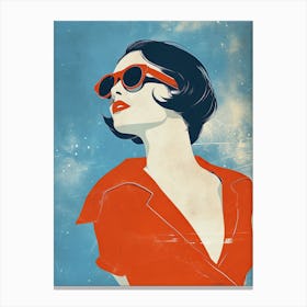 Woman In Sunglasses, Minimalism Canvas Print