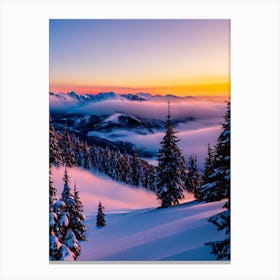 Bad Gastein, Austria Sunrise Skiing Poster Canvas Print