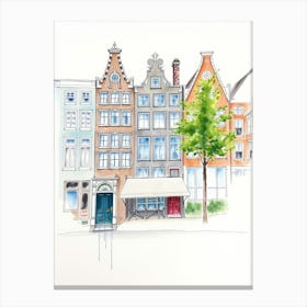 Amsterdam Watercolor Painting 1 Canvas Print