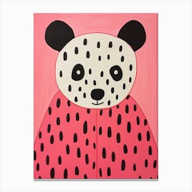 Pink Polka Dot Panda 3 Canvas Print