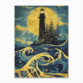 Lighthouse At Night 17 Canvas Print