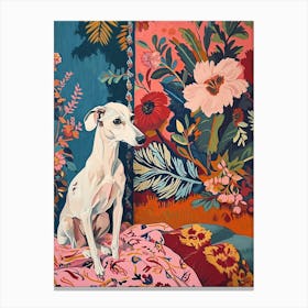 Floral Animal Painting Dog 2 Canvas Print