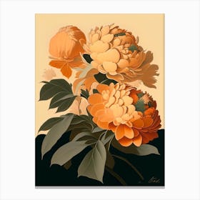 Karl Rosenfield Peonies 2 Orange Vintage Sketch Canvas Print