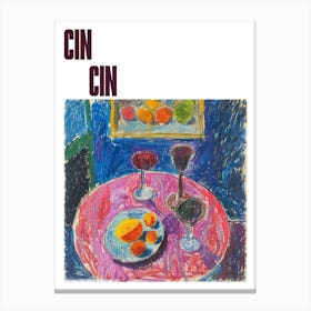 Cin Cin Poster Table With Wine Matisse Style 6 Canvas Print