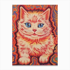 Louis Wain, Kaleidoscope Cat Pink And Orange 1 Canvas Print