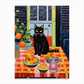 Cat On A Table Canvas Print