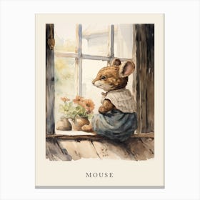 Beatrix Potter Inspired  Animal Watercolour Mouse 3 Canvas Print