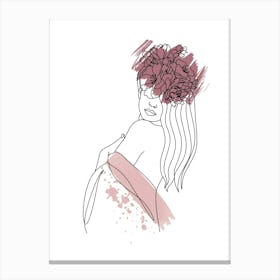 Line art style woman with watercolor painting III Canvas Print