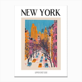 Upper East Side New York Colourful Silkscreen Illustration 1 Poster Canvas Print