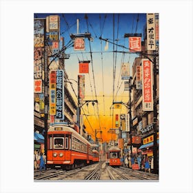 Akihabara Electric Town, Japan Vintage Travel Art 2 Canvas Print
