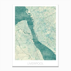 Liverpool Map Vintage in Blue Canvas Print