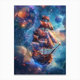 Fantasy Ship Floating in the Galaxy 10 Canvas Print