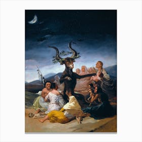 The Witches Sabbath 1798 by Francisco Goya - Witch Moon Art Print For The Dark Arts, Witchcraft, Dark Aesthetic, Gothic, Renaissance, Gallery Wall, Oil Painting Pagan Baphomet Goat Satan Worship Cool Medieval Canvas Print