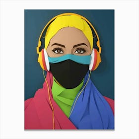 Muslim Woman With Headphones 2 Canvas Print