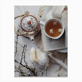 Tea And Book Canvas Print