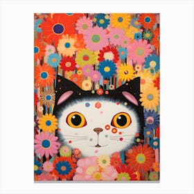 Cat In Flowers Canvas Print