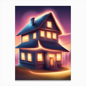 House At Night Canvas Print