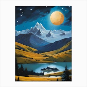 Moonlight Over Lake Canvas Print