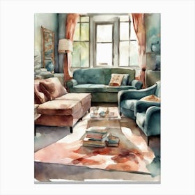 Watercolor Of A Living Room Canvas Print