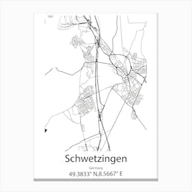 Schwetzingen,Germany Minimalist Map Canvas Print