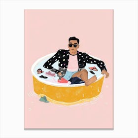 Man In A Bathtub Canvas Print