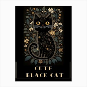 Cute Black Cat , Cats Collection Canvas Print