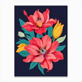 Flowers On A Dark Background 1 Canvas Print