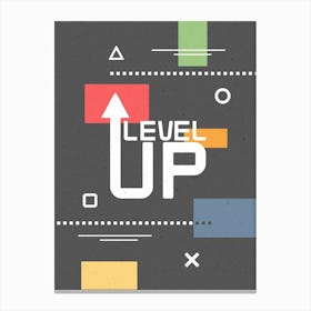 Level Up - Black Gaming Canvas Print