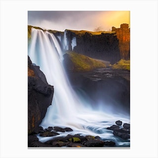 Skogarfoss Waterfall, Iceland Nat Viga Style (1) Canvas Print