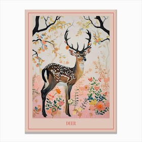 Floral Animal Painting Deer 3 Poster Canvas Print