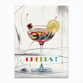 Cheers, Coctail Watercolor Painting Canvas Print