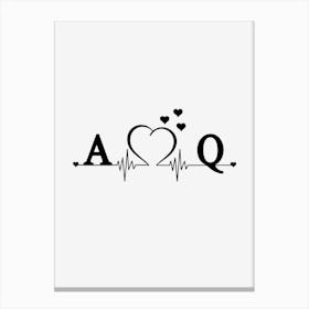 Personalized Couple Name Initial A And Q Canvas Print