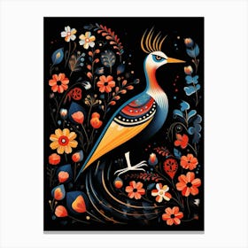 Folk Bird Illustration Lapwing 4 Canvas Print