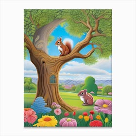 Squirrels In The Tree Canvas Print