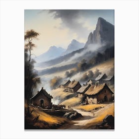 In The Wake Of The Mountain A Classic Painting Of A Village Scene (15) Canvas Print
