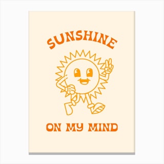 Retro Cartoon Sunshine On My Mind Canvas Print