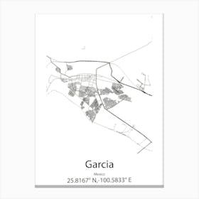 Garcia,Mexico Minimalist Map Canvas Print