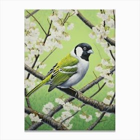 Ohara Koson Inspired Bird Painting House Sparrow 4 Canvas Print