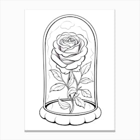 The Enchanted Rose (Beauty And The Beast) Fantasy Inspired Line Art 2 Canvas Print