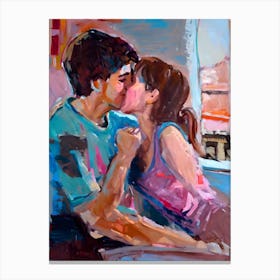Kissing Impressionist Abstract Canvas Print