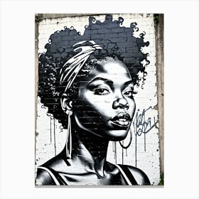 Vintage Graffiti Mural Of Beautiful Black Woman 146 Canvas Print