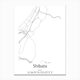 Shibata,Japan Minimalist Map Canvas Print