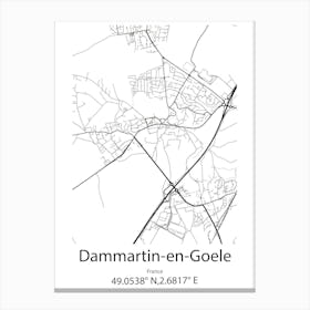 Dammartin En Goele,France Minimalist Map Canvas Print